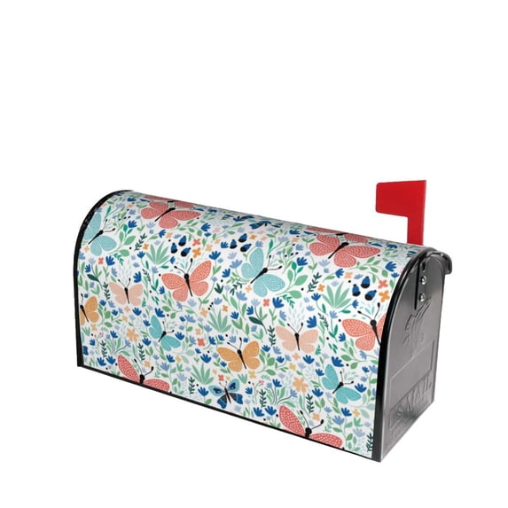 Lsque Butterflies Mailbox Cover Standard Size ,Magnetic Mailbox Covers Post Wraps Letter Box Cover -25.5x21 in