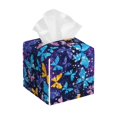 thumbnail image 1 of Lsque Butterflies Of The Starry Sky Printed Tissue Box Cover Holder, Facial Paper Organizer Dispenser,Square with Bottom Belt, PVC Leather Decorative Organizer, 1 of 8