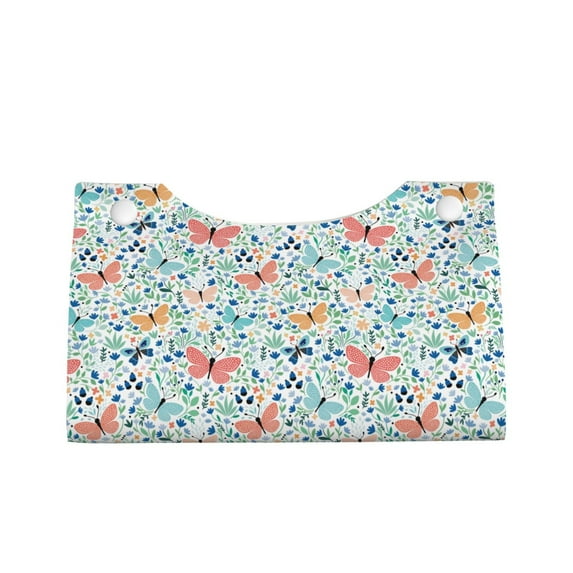Lsque Butterflies Printed Long Tissue Box Cover Holder, Facial Paper Organizer Dispenser,Triangle with Bottom Belt, PVC Leather Decorative Organizer