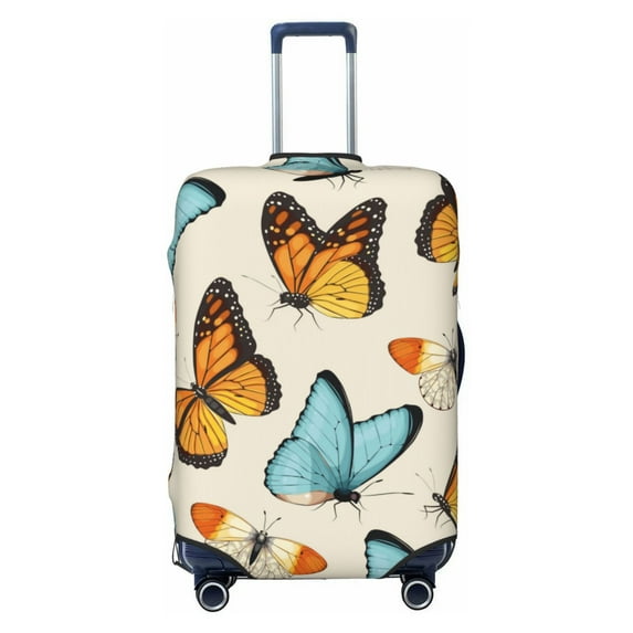 Lsque Butterflies Printed Luggage Cover, Travel Luggage Protector,Scratch and Dirt Resistant, Fits 18-32 Inch Luggage - Large