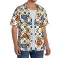 thumbnail image 1 of Lsque Butterflies Wild Insect print Men's Cuban Collar Short Sleeve Shirt Summer Beachwear Casual Button Down Fashionable Vacation Leisure Shirt-Small, 1 of 7
