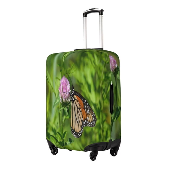 Lsque Butterflies and Floral Printed Luggage Cover, Travel Luggage Protector,Scratch and Dirt Resistant, Fits 18-32 Inch Luggage-Medium