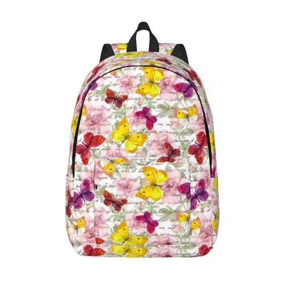 Lsque Butterflies and Vintage Pattern Canvas Daypack, Durable Backpack, High-quality Versatile Backpack,Vintage Compact Backpack-Small