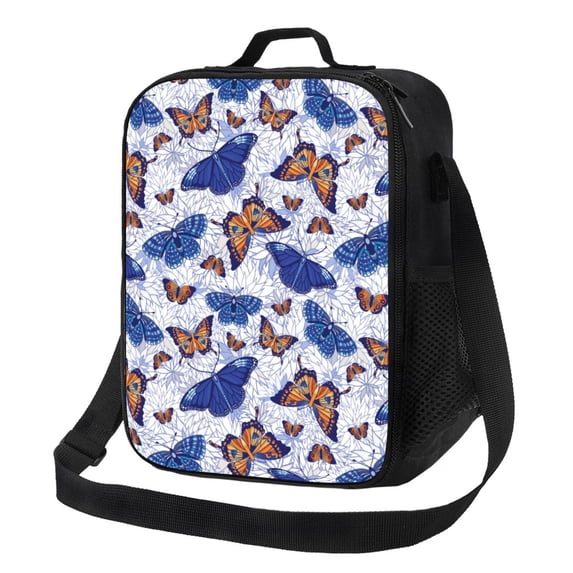 Lsque Butterflies1 Lunch Bag Lunch Box for Women Men Reusable Insulated Lunch Tote Bag,Leakproof Thermal Cooler Sack Food Handbags Case High Capacity