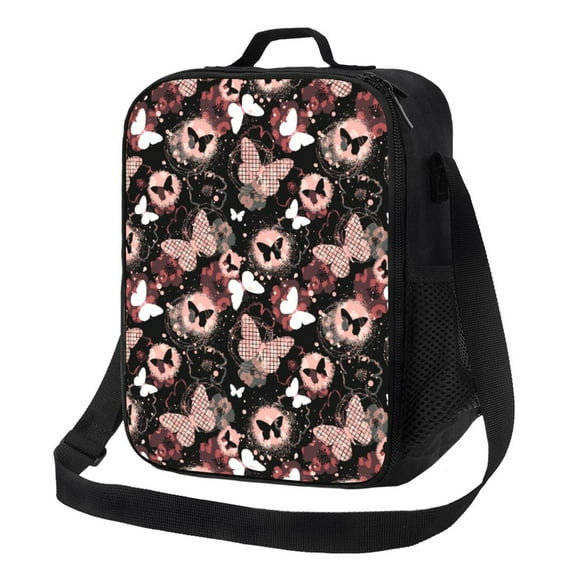 Lsque Butterflies1 Lunch Bag Lunch Box for Women Men Reusable Insulated Lunch Tote Bag,Leakproof Thermal Cooler Sack Food Handbags Case High Capacity