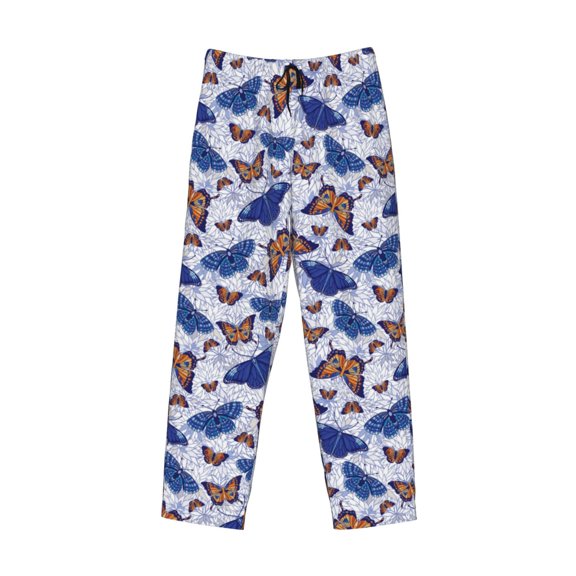 Lsque Butterflies1 Print Men's Pajama Pants, Lounge Pant - Comfortable Home Wear,Elastic Waistband, Stylish Design-XX-Large