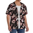 thumbnail image 1 of Lsque Butterflies1 print Men's Cuban Collar Short Sleeve Shirt Summer Beachwear Casual Button Down Fashionable Vacation Leisure Shirt-Small, 1 of 7