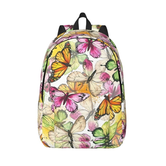 Lsque Butterflies2 Pattern Canvas Daypack, Durable Backpack, High-quality Versatile Backpack,Vintage Compact Backpack-Medium