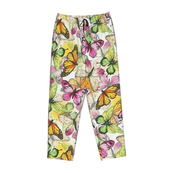 Lsque Butterflies2 Print Women's Pajama Pants, Lounge Pant - Comfortable Home Wear,Elastic Waistband, Stylish Design-Medium
