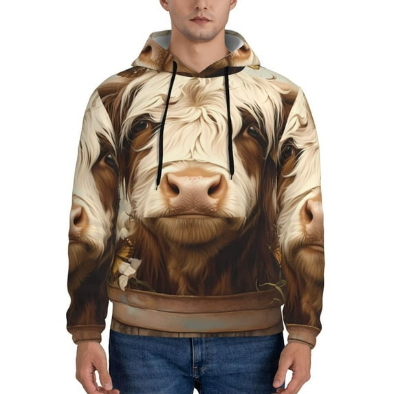 Lsque Butterfly Cow Barrel Pattern Casual Men's Hoodie,Hooded Sweatshirt with Kangaroo Pocket,Pullover Hoodie-XX-Large