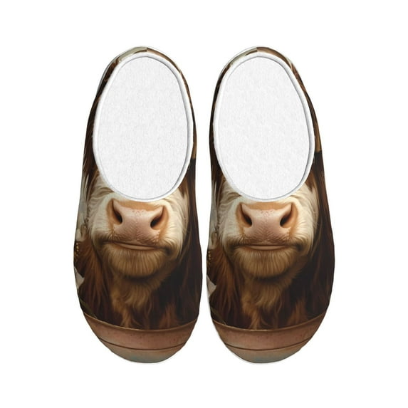 Lsque Butterfly Cow Barrel Pattern Womens Comfort Cotton on Scuff With Memory Foam and Anti-skid Sole Slipper-39/40