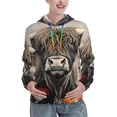 thumbnail image 1 of Lsque Butterfly Cow With Flowers Pattern Casual Women's Hoodie,Hooded Sweatshirt with Kangaroo Pocket,Pullover Hoodie with Eye-catching Drawstrings-Medium, 1 of 7