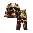 thumbnail image 1 of Lsque Butterfly Flower Plant Skull Pattern Long Sleeve Pajama Set for Women - Soft 2-Piece Sleepwear and Loungewear Set with Pockets, Comfy Nightwear-Medium, 1 of 7