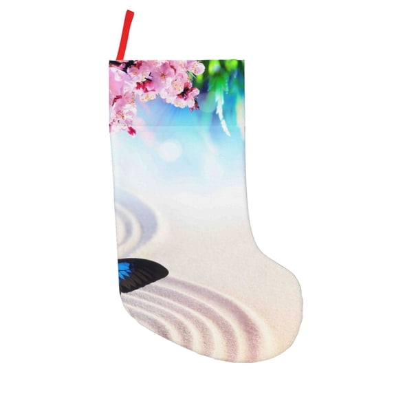 Lsque Butterfly In Blossoms Zen Pattern 18 Inch Christmas Stockings, Festive Holiday Stocking for Christmas Decorations Holiday Decor