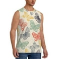 thumbnail image 1 of Lsque Butterfly Print Men's Cotton Blend Sleeveless Muscle Shirts (S-3XL)- Moisture Wicking, Odor Protection, UPF 30+,Small, 1 of 8