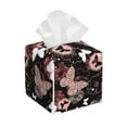 thumbnail image 1 of Lsque Butterfly Printed Tissue Box Cover Holder, Facial Paper Organizer Dispenser,Square with Bottom Belt, PVC Leather Decorative Organizer, 1 of 8