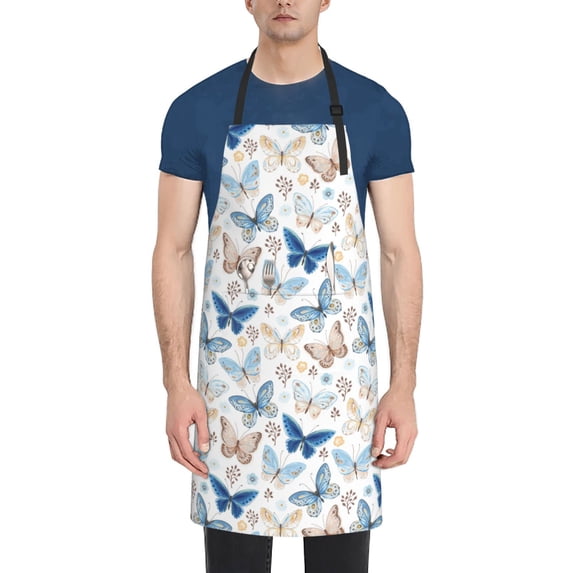 Lsque Butterfly Waterproof Apron Chef Aprons for Men Heavy Duty Chemical Work Apron Extra Long Grilling Aprons with Adjustable Bib Apron