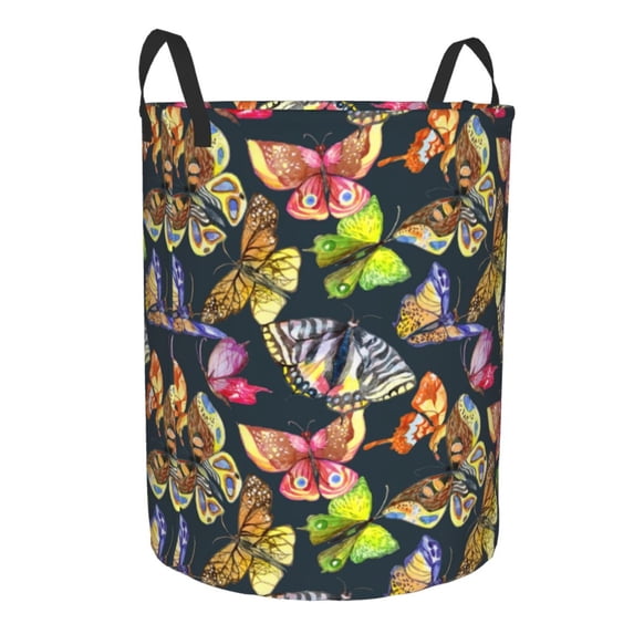 Lsque Butterfly Wild Insect pattern Laundry Hamper Basket, Tall Woven Rope Hamper Basket for Clothes, Lightweight Storage Basket, Collapsible Waterproof-Medium