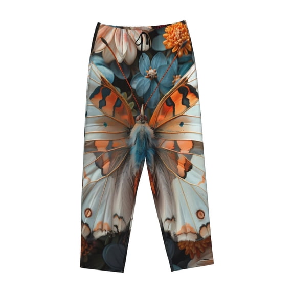 Lsque Butterfly and Bloom Beauty Print Women's Pajama Pants, Lounge Pant - Comfortable Home Wear,Elastic Waistband, Stylish Design-XX-Large
