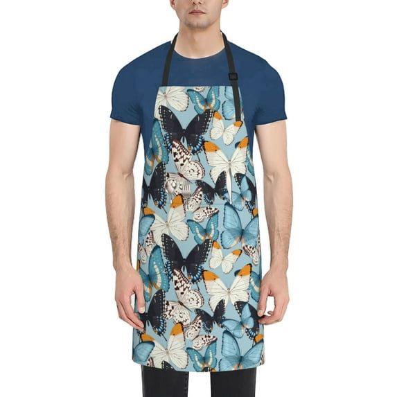 Lsque Butterflys Waterproof Apron Chef Aprons for Men Heavy Duty Chemical Work Apron Extra Long Grilling Aprons with Adjustable Bib Apron