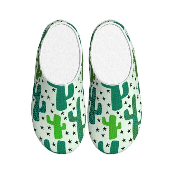 Lsque Cactus 1 Pattern Womens Comfort Cotton on Scuff With Memory Foam and Anti-skid Sole Slipper-42/43