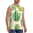 thumbnail image 1 of Lsque Cactus And Succulent Print Men's Cotton Blend Sleeveless Muscle Shirts (S-3XL)- Moisture Wicking, Odor Protection, UPF 30+,Small, 1 of 8