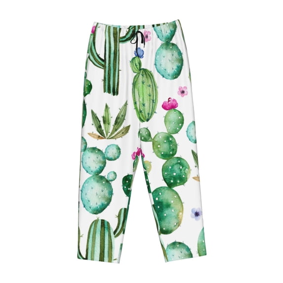 Lsque Cactus Plants1 Print Women's Pajama Pants, Lounge Pant - Comfortable Home Wear,Elastic Waistband, Stylish Design-Large