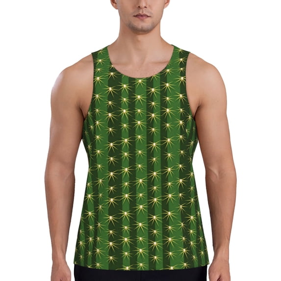 Lsque Cactus1 Pattern Mens Tank Tops Muscle Athletic Quick Dry Sleeveless Workout Fitness T Shirts Beach Tank Top, Loose-fit Sleeveless Shirt for Men-3X-Large