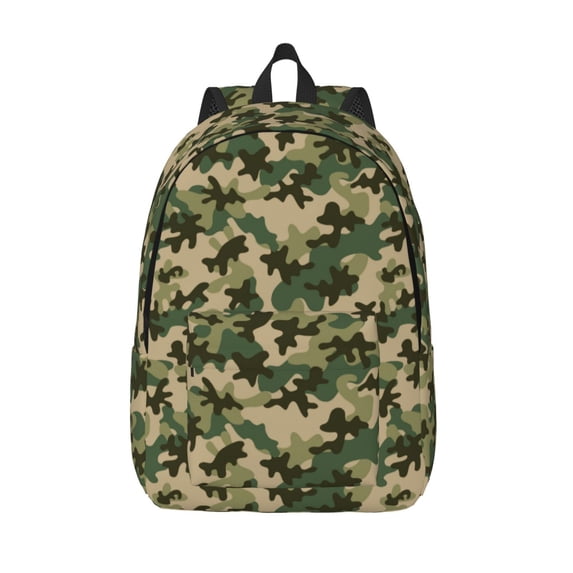 Lsque Camouflag Pattern Canvas Daypack, Durable Backpack, High-quality Versatile Backpack,Vintage Compact Backpack-Medium