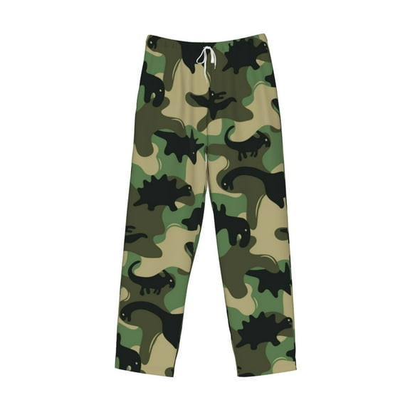 Lsque Camouflage Dinosaur Print Men's Pajama Pants, Lounge Pant - Comfortable Home Wear,Elastic Waistband, Stylish Design-XX-Large