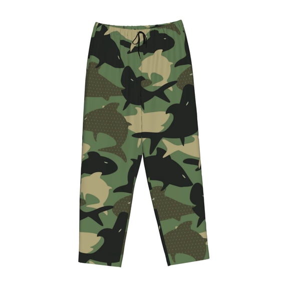 Lsque Camouflage Shark Print Women's Pajama Pants, Lounge Pant - Comfortable Home Wear,Elastic Waistband, Stylish Design-Large