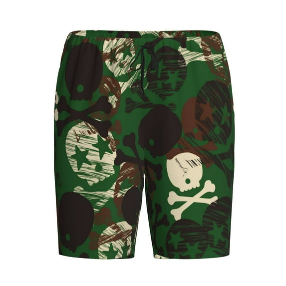 Lsque Camouflage Skull Mens Sleep Pajama Shorts,Short Pajama Pants, Cotton Ultra-Soft Knit-3X-Large