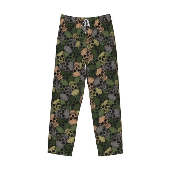 Lsque Camouflage Skulls Print Men's Pajama Pants, Lounge Pant - Comfortable Home Wear,Elastic Waistband, Stylish Design-Small