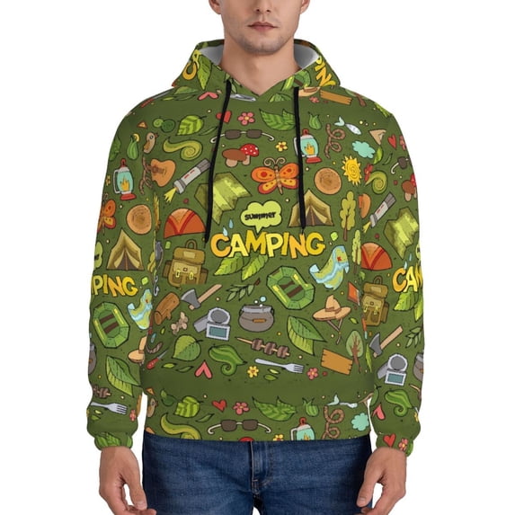 Lsque Camping 1 Pattern Casual Men's Hoodie,Hooded Sweatshirt with Kangaroo Pocket,Pullover Hoodie-3X-Large