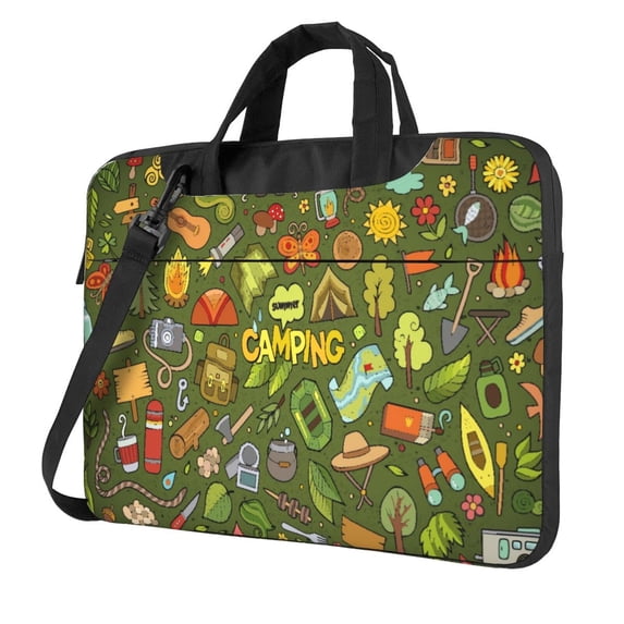 Lsque Camping 1 Pattern Laptop Bag – Portable & Slim Single-Shoulder Computer Case with Adjustable Strap, Protective, Lightweight for 13”/14”/15.6” Laptops