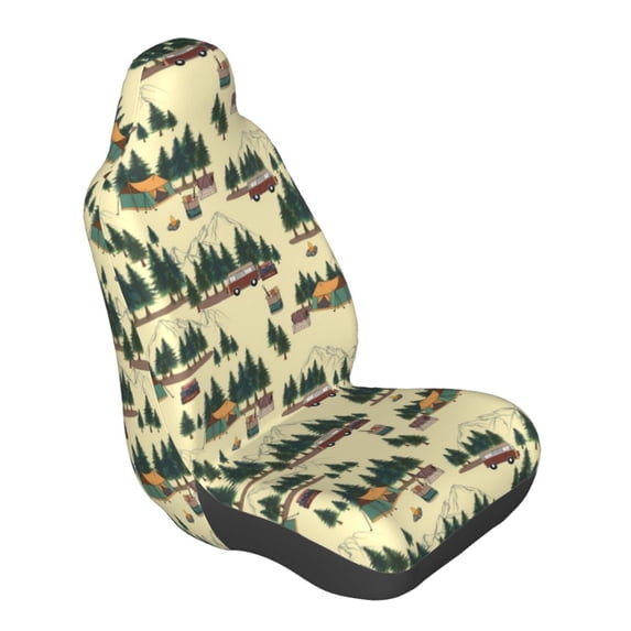 Lsque Camping Caravan 1 Pattern Car Seat Covers for Front Seats , Waterproof Seat Covers for Cars, Sporty Front Seat Covers,Car Seat Cover Protector Front Seats