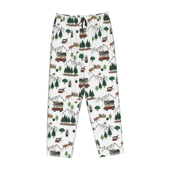 Lsque Camping Caravan 2 Print Women's Pajama Pants, Lounge Pant - Comfortable Home Wear,Elastic Waistband, Stylish Design-Small