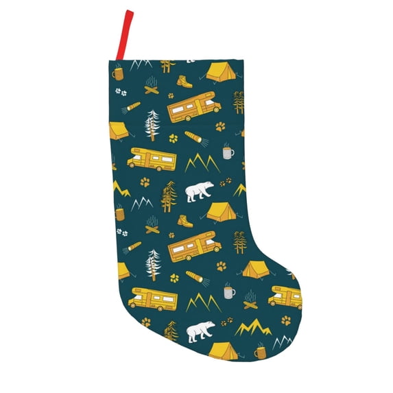 Lsque Camping Pattern 18 Inch Christmas Stockings, Festive Holiday Stocking for Christmas Decorations Holiday Decor