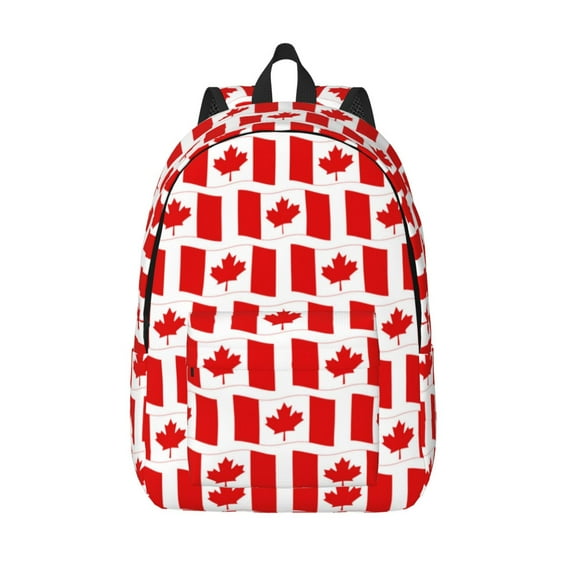 Lsque Canada Pattern Canvas Daypack, Durable Backpack, High-quality Versatile Backpack,Vintage Compact Backpack-Medium