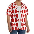 thumbnail image 1 of Lsque Canada print Men's Cuban Collar Short Sleeve Shirt Summer Beachwear Casual Button Down Fashionable Vacation Leisure Shirt-X-Large, 1 of 7