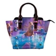 thumbnail image 1 of Lsque Capybara Bathtub Fun Pattern Leather Rivet Shoulder Bag – Elegant Genuine Leather & Microfiber PU Crossbody with Detachable Adjustable Strap, 1 of 5