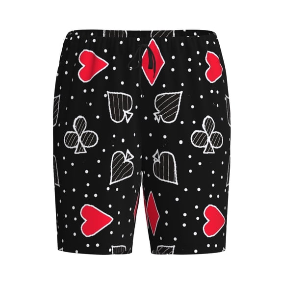 Lsque Card Suits Mens Sleep Pajama Shorts,Short Pajama Pants, Cotton Ultra-Soft Knit-4X-Large