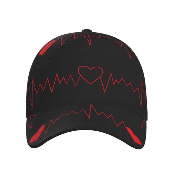 Lsque Cardiogram and Heart Baseball Cap Trucker Low Profile Hat Golf Dad Hat Adjustable Original Classic Unconstructed Plain Cap Men Women