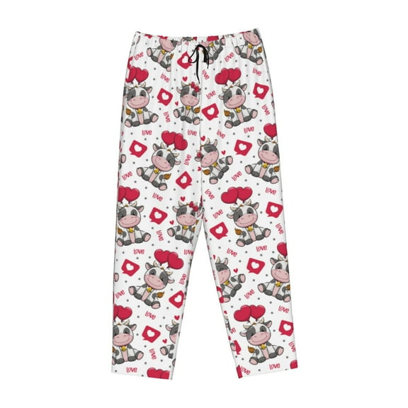 Lsque Caring Cow Print Women's Pajama Pants, Lounge Pant - Comfortable Home Wear,Elastic Waistband, Stylish Design-Small