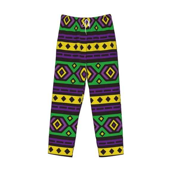 Lsque Carnival Mardi Gras Print Men's Pajama Pants, Lounge Pant - Comfortable Home Wear,Elastic Waistband, Stylish Design-X-Large