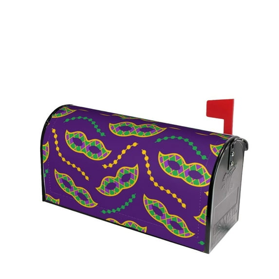 Lsque Carnival Masks and Beads Mailbox Cover Standard Size ,Magnetic Mailbox Covers Post Wraps Letter Box Cover -21x18 in