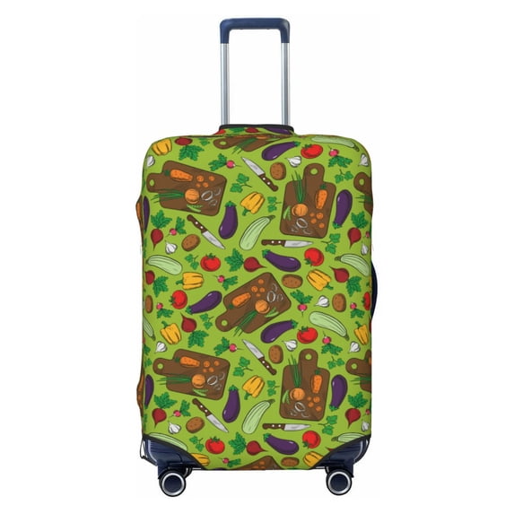 Lsque Carrot Eggplant Printed Luggage Cover, Travel Luggage Protector,Scratch and Dirt Resistant, Fits 18-32 Inch Luggage - Small