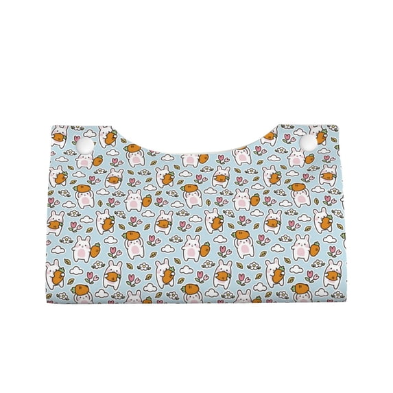 Lsque Carrot Rabbit Printed Long Tissue Box Cover Holder, Facial Paper Organizer Dispenser,Triangle with Bottom Belt, PVC Leather Decorative Organizer