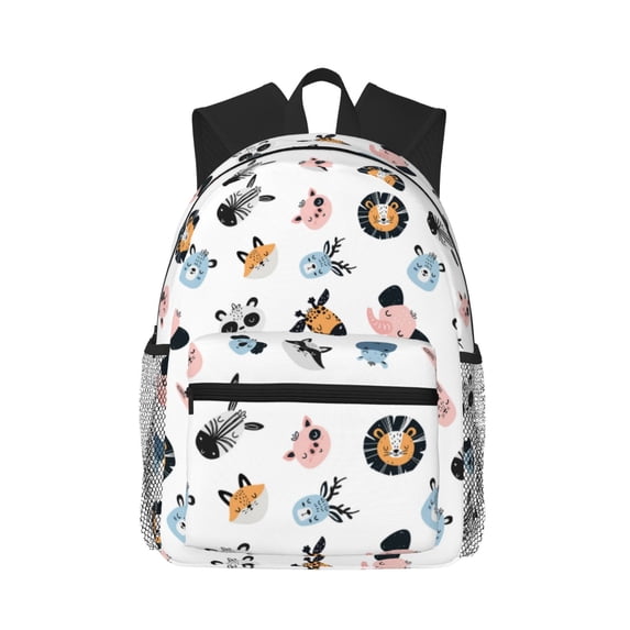 Lsque Cartoon Animals Classic Casual Backpack - Large Capacity Water-Resistant Backpack for School, Work, Travel, and Outdoor Activities