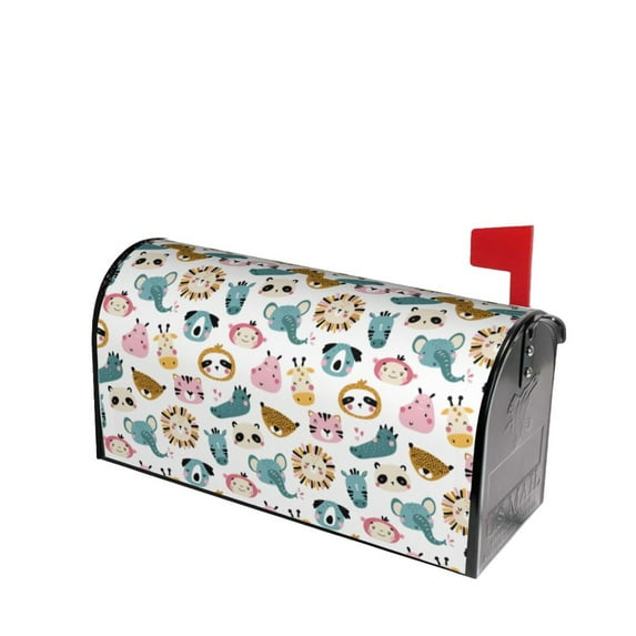 Lsque Cartoon Animals Mailbox Cover Standard Size ,Magnetic Mailbox Covers Post Wraps Letter Box Cover -25.5x21 in